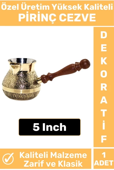 Özel Yüksek Kalite Isı İletkeni Kolay Temizlenir Estetik Dekoratif Türk Kahvesi Pirinç Cezve 5 Inch ürün görseli 1