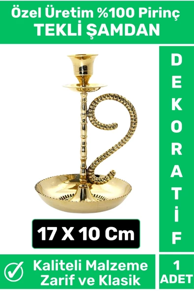Premium Yüksek Kaliteli Dekoratif Şık Tasarım Hediyelik Biblo Mumluk %100 Pirinç TEKLİ ŞAMDAN ürün görseli 1