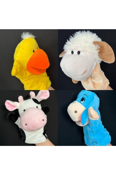 KUKLA AĞZI HAREKET EDEBİLEN 4 ADET PELUŞ KUKLA ürün görseli 1