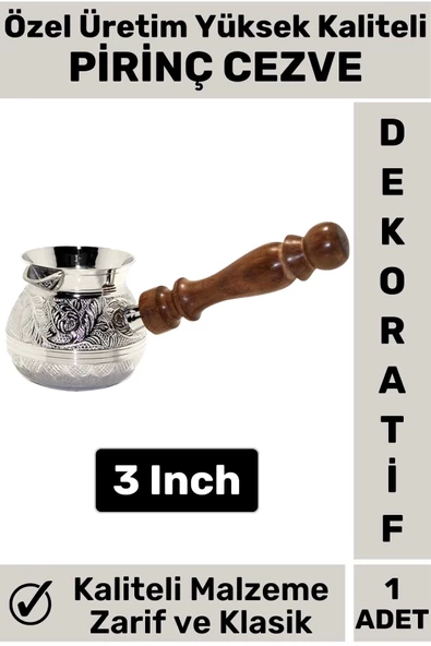 Özel Yüksek Kalite Isı İletkeni Kolay Temizlenir Estetik Dekoratif Türk Kahvesi Pirinç Cezve 3 Inch ürün görseli 1