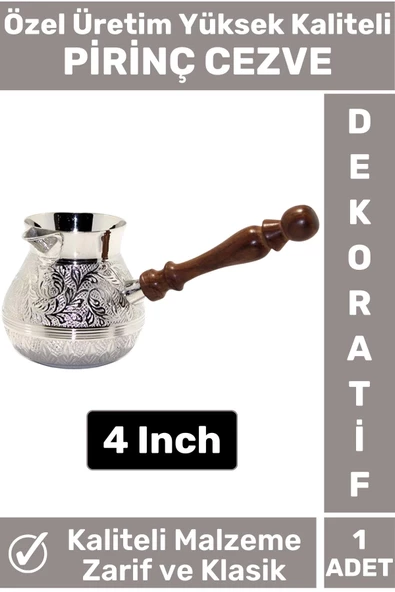 Özel Yüksek Kalite Isı İletkeni Kolay Temizlenir Estetik Dekoratif Türk Kahvesi Pirinç Cezve 4 Inch ürün görseli 1