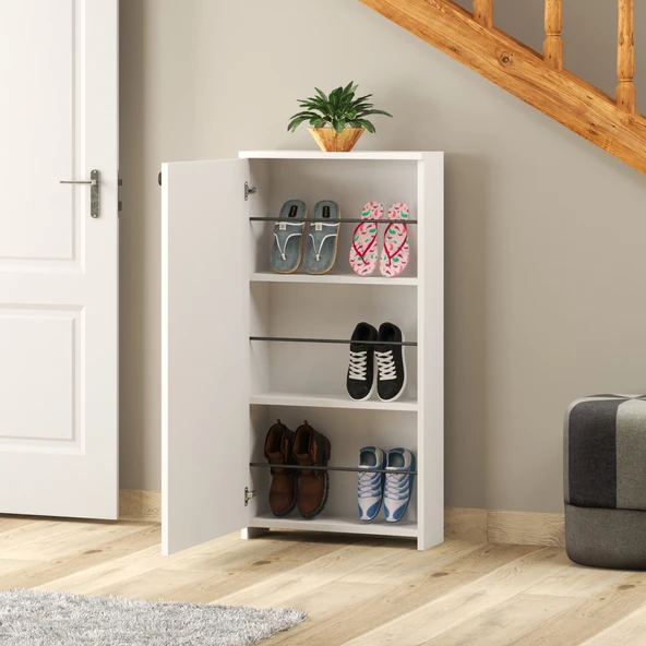 ED PET DİZAYN Braga Kapaklı Ayakkabılık. Geniş iç Hacim. 60x120 cm Beyaz ürün görseli 1