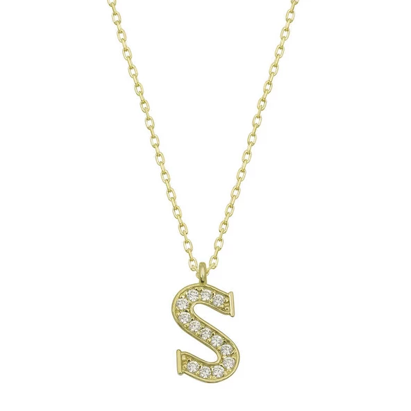 Gümüş Gold S Harfi Kadın Kolye SL4774 ürün görseli 1