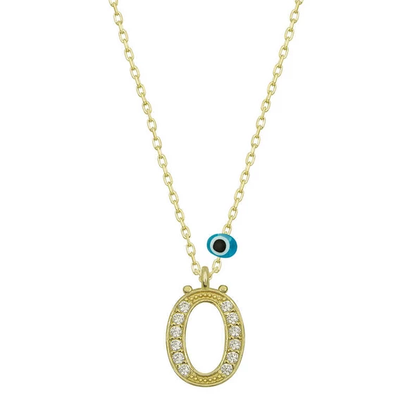 Gümüş Nazar Gold Ö Harfi Kadın Kolye SL4909 ürün görseli 1