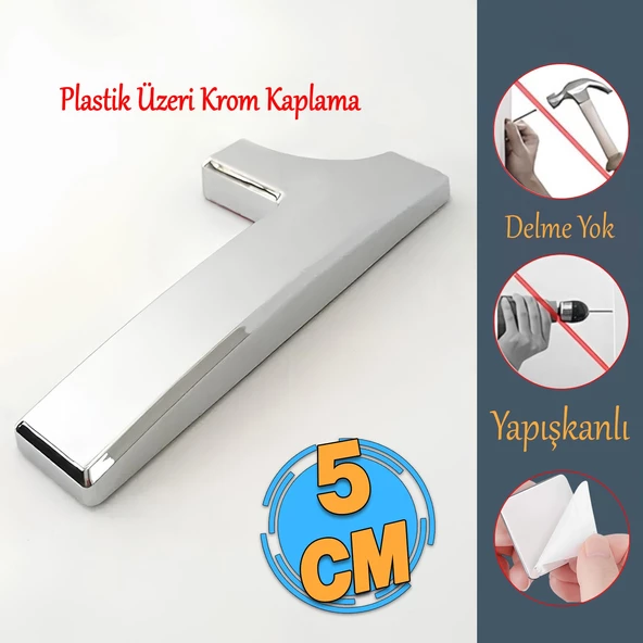 Yapışkanlı Kapı Numarası Küçük Boy 50 mm  5 cm Numara 1 Rakam Bir Sayısı Krom Renk Numaralar 1 Adet ürün görseli 1