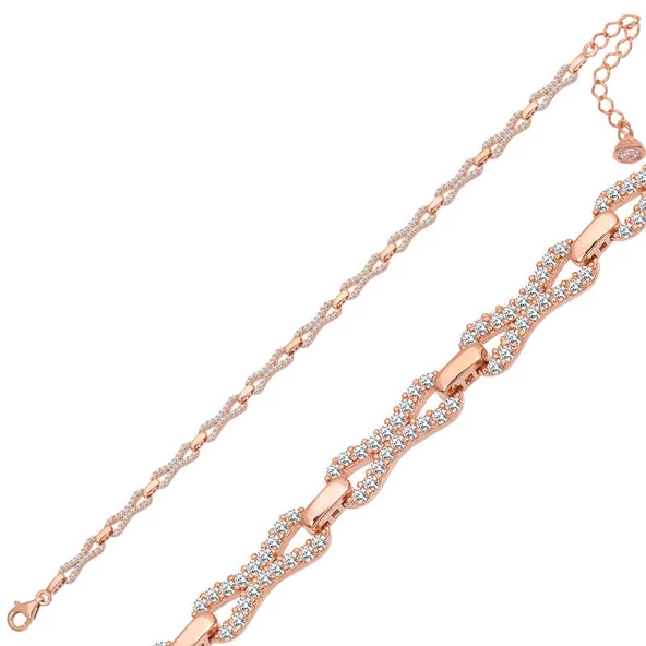 Gümüş Rose Zirkon Taşlı Kadın Bileklik  SL5042 ürün görseli 1