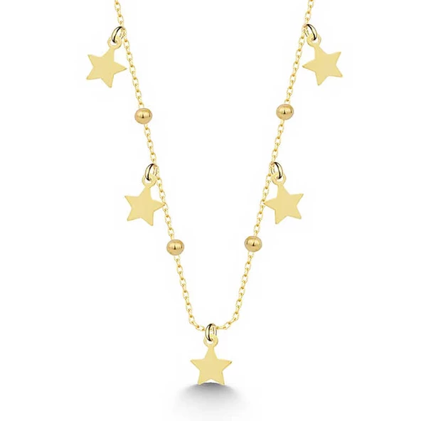 Gümüş Gold Yıldızlı Dorika Kadın Kolye SL5684 ürün görseli 1