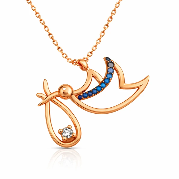 Gümüş Rose Yeni Doğan Bebek Bayan Kolye SL5650 - Resim 4