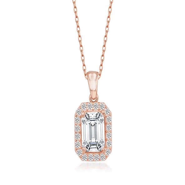 Gümüş Rose Baget Taşlı Kadın Kolye SL5678 ürün görseli 1