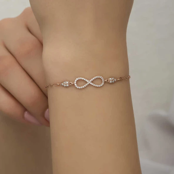 Gümüş Rose Sonsuzluk Kadın Bileklik - Resim 12