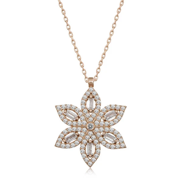 Gümüş Rose Nergiz Çiçeği Kadın Kolye SL4955 - Resim 2