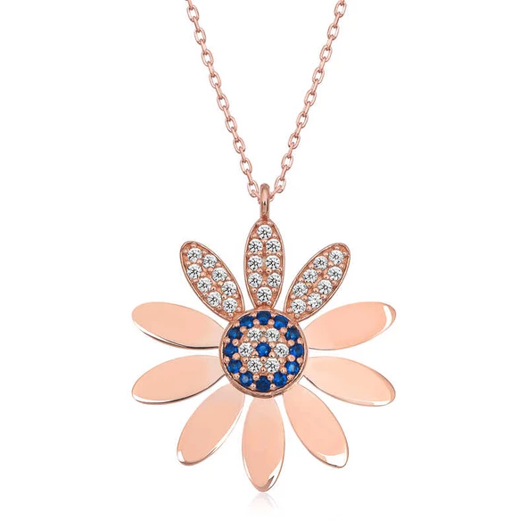 Gümüş Rose Nazarlı Papatya Kadın Kolye SL5078 ürün görseli 1