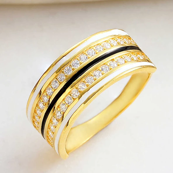 Gümüş Gold Zirkon Taşlı Kadın Yüzük SL6201 ürün görseli 1