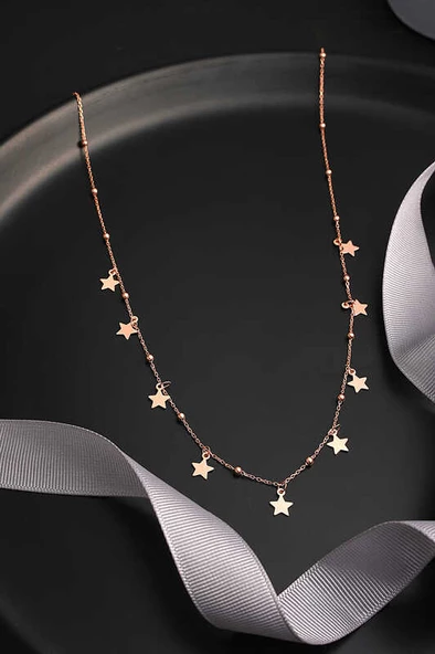 Gümüş Rose Yıldızlı Dorika Kadın Kolye SL5925 ürün görseli 1