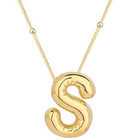 Gümüş Gold Balon S Harfi Kadın Kolye SL5863 ürün görseli 1