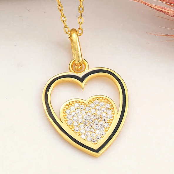 Gümüş Gold Kalp Kadın Kolye SL6149 ürün görseli 1