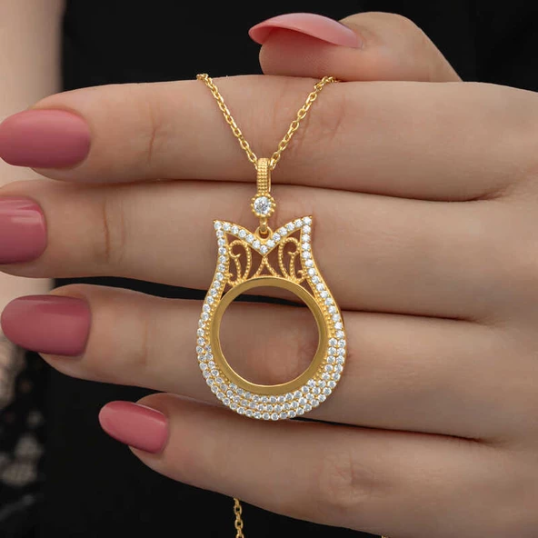 Gümüş Gold Kaplama Çeyrek Altın Takılabilen Kadın Kolye ürün görseli 1