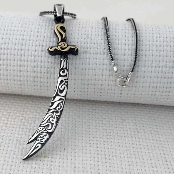 Gümüş Zülfikar Erkek Kolye SL6932 - Resim 3
