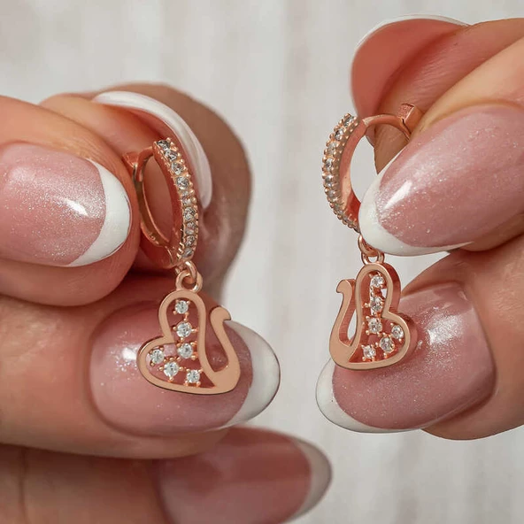 Gümüş Sallantılı Rose Kuğu Kadın Küpe SL8111 ürün görseli 1