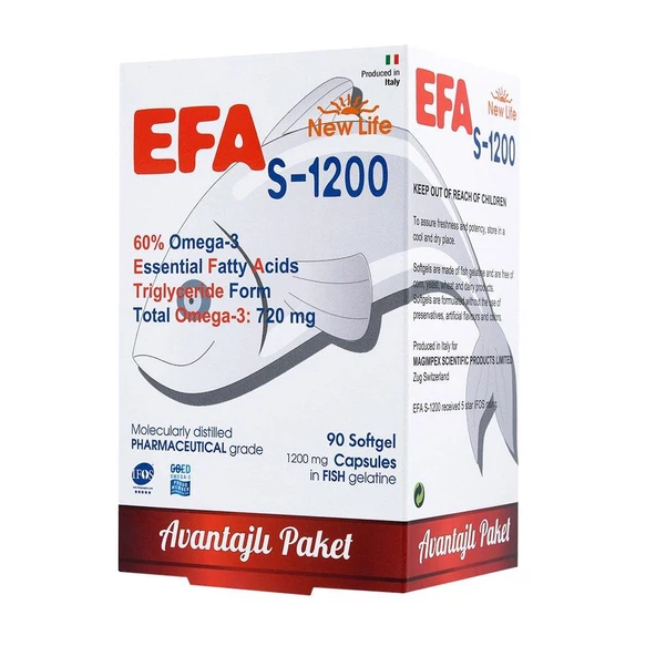New Life Efa S-1200 Omega 3 Balık Yağı 90 Kapsül ürün görseli 1