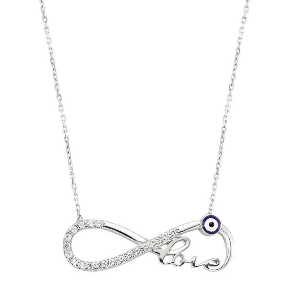 Gümüş Nazarlı Sonsuzluk Love Bayan Kolye SL1709 ürün görseli 1