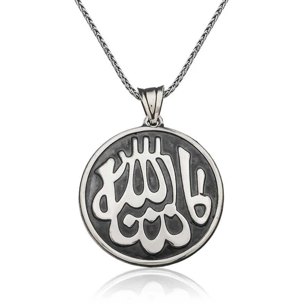 Gümüş Maşallah Yazılı Kolye SL1629 ürün görseli 1
