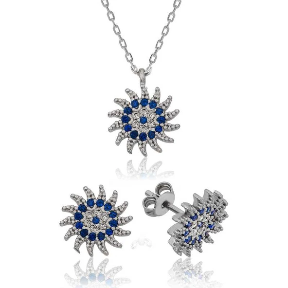 Gümüş Güneşli Nazar Bayan Set SL1357 - Resim 2