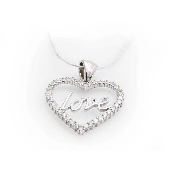 Gümüş Taşlı Love Bayan Kolye SL1654 ürün görseli 1
