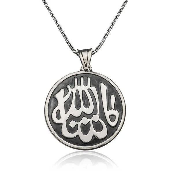 Gümüş Maşallah Yazılı Kolye SL1629 - Resim 2