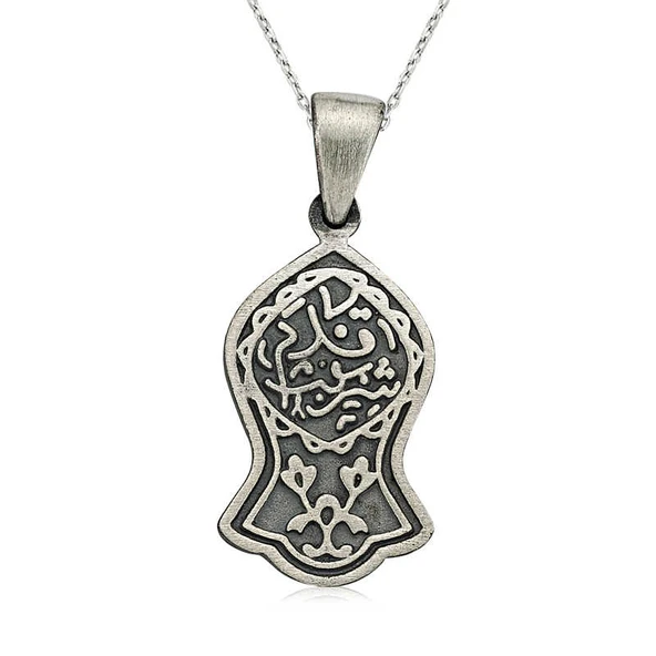 Gümüş Kadem-i Şerif Kolye SL1577 - Resim 3