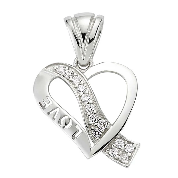 Gümüş Love Kalp Bayan Kolye SL1681 ürün görseli 1