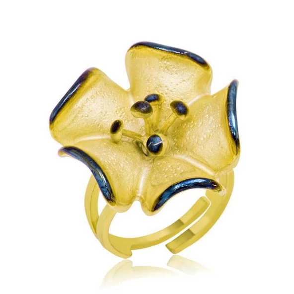 Gümüş Gold Sarı Çiçek Bayan Yüzük SL2672 ürün görseli 1