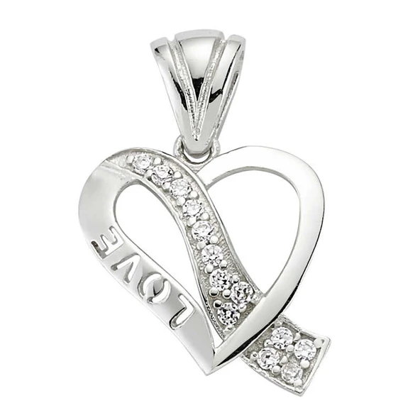 Gümüş Love Kalp Bayan Kolye SL1681 - Resim 11