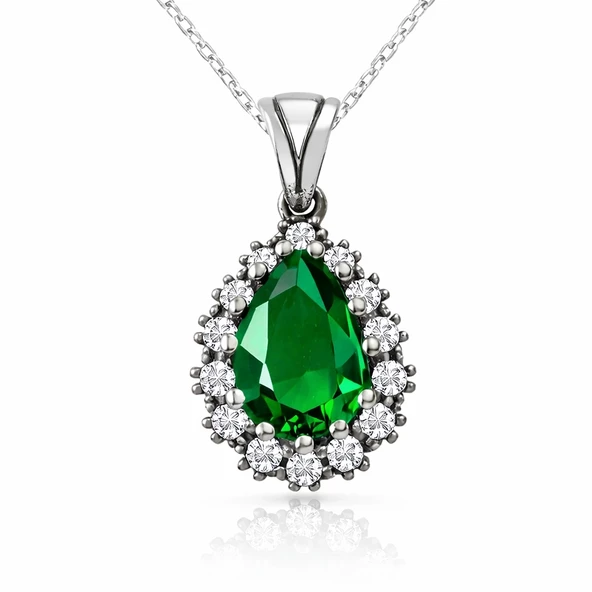 Gümüş Hürrem Sultan Bayan Kolye  SL5438 - Resim 11