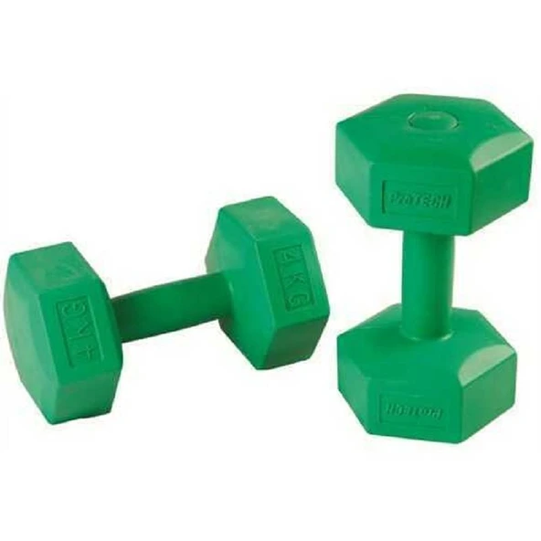 Protech 4 Kg Vinyl Yeşil Çiftli Dambıl ürün görseli 1