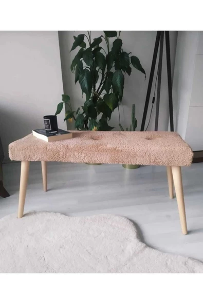 BEYLERBEYİ Ahşap Ayaklı Handmade Geniş Oturum Alanlı  welsoft Kumaş Pofidik Puf bench ,ayak ucu uzatmalık ürün görseli 1