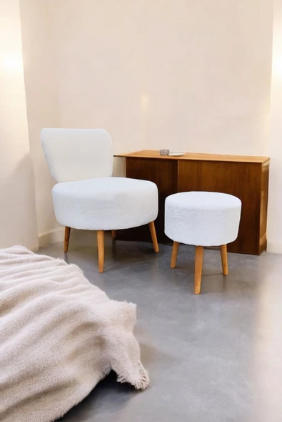 BEYLERBEYİ Çay Seti Tekli Koltuk Berjer Ve Puf Takımı (salon, Balkon, Ofis) 2 li Takım ürün görseli 1