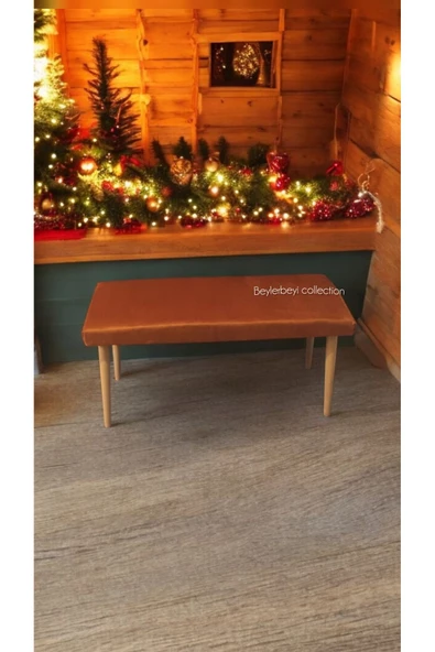 BEYLERBEYİ Ahşap Ayaklı Handmade Geniş Oturum Alanlı düz Kumaş Pofidik Puf bench, ayak ucu uzatmalık ürün görseli 1