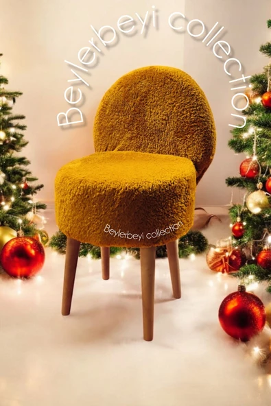 BEYLERBEYİ Makyaj pufu, sırtlı puf, turuncu peluş. Bench,puf, yüksek ayaklı puf ürün görseli 1