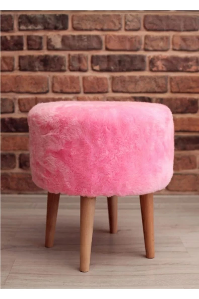 BEYLERBEYİ Coco Puf, Peluş, pembe,oturma odası, makyaj masası pufu 4 ayaklı ürün görseli 1