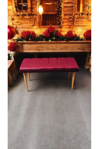 BEYLERBEYİ Ahşap Ayaklı Handmade Geniş Oturum Alanlı düz  Kumaş Pofidik Puf bench, ayak ucu uzatmalık ürün görseli 1