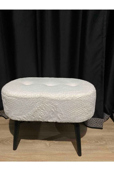 BEYLERBEYİ Gürgen Ahşap Ayak welsoft Kumaş Oval Pufidik Puf Bench Tabure Sandalye berjer koltuk ürün görseli 1