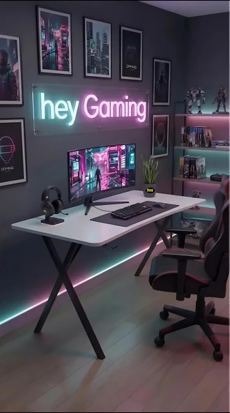 Hey Gaming2 Profesyonel Oyuncu Masası Beyaz Siyah Ayak 110 Cm ürün görseli 1