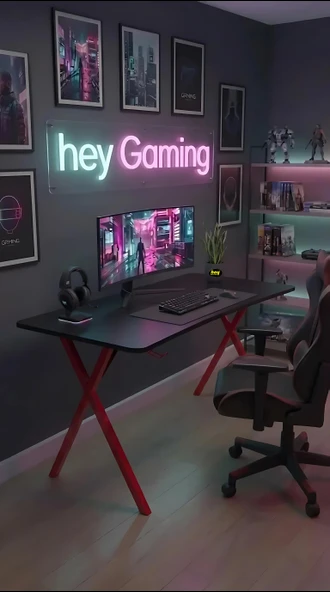 Hey Gaming2 Profesyonel Oyuncu Masası Siyah Kırmızı Ayak 110 Cm ürün görseli 1