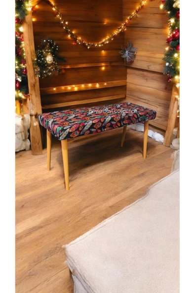 BEYLERBEYİ Ahşap Ayaklı Handmade Geniş Oturum Alanlı düz Kumaş Pofidik Puf bench, ayak ucu uzatmalık ürün görseli 1