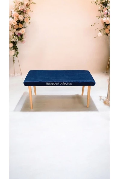 BEYLERBEYİ Ahşap Ayaklı Handmade Geniş Oturum Alanlı düz  Kumaş Pofidik Puf bench, ayak ucu uzatmalık ürün görseli 1