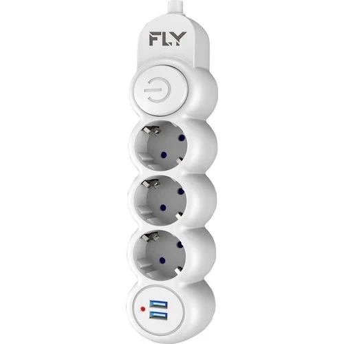 FLY FLY-3393-01 Akım Korumalı 3'lü Priz 2 USB 2m 2.1A Uzatma Kablosu ürün görseli 1