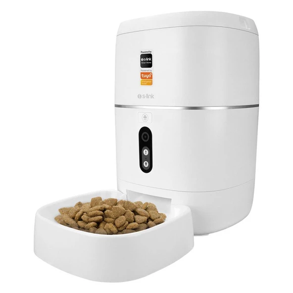 S-link SL-23 Otomatik Yem Kabı 3MP Kamerali Iki Yönlü Ses 6L Wifi Tuya Destekli Akıllı Kedi köpek Besleyici ürün görseli 1