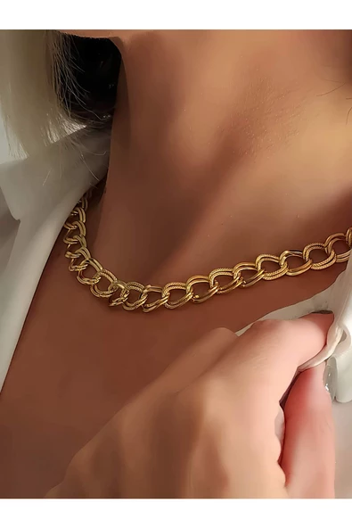 Uzay Yolu Samanyolu Model Zincir Altın Kaplama Gold Renk Kolye ürün görseli 1