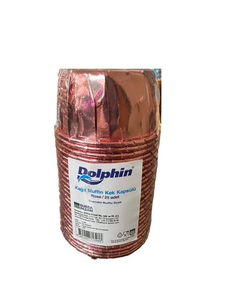 Dolphin Muffin Kağıt Karton Altın Rose Gül Cupcake Kek Kalıbı Kapsülü Kabı - 25 Adetlik 1 Paket ürün görseli 1